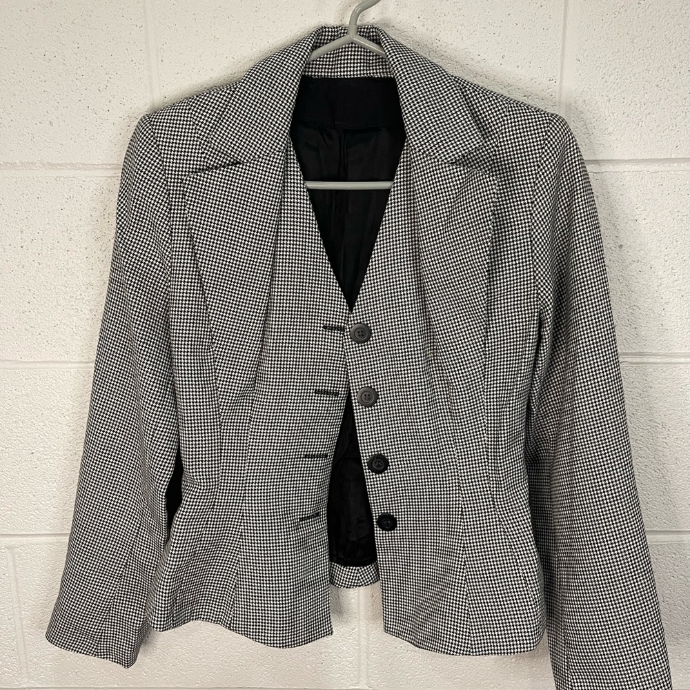 Blazer with built in vest Black and White Houndstooth